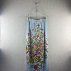 Vintage l 70s M Edith Flagg Cottagecore Colorful Feminine Floral Knit Maxi Skirt
